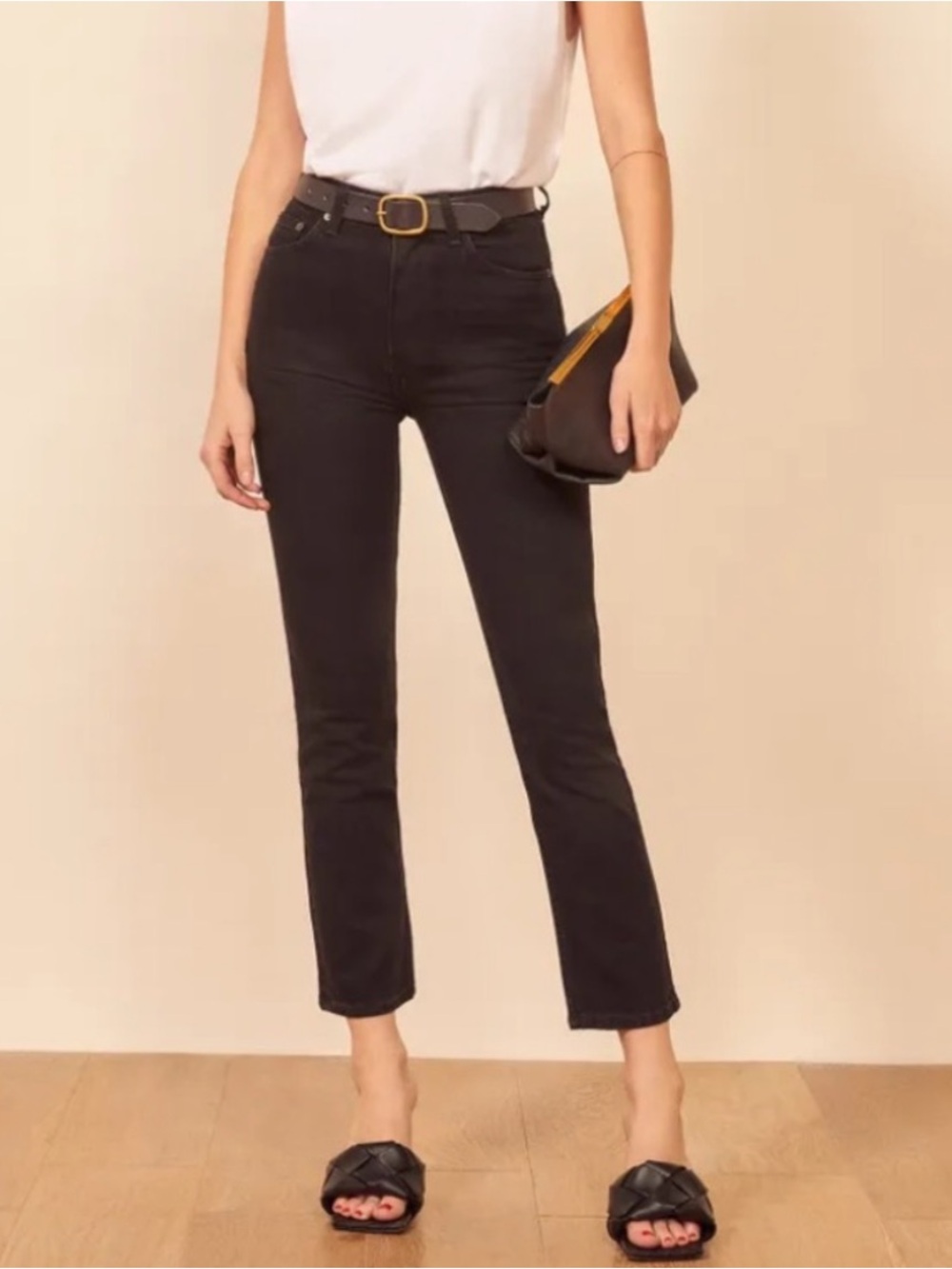 Reformation Liza High Rise Straight Jean in Faded Black Size 27